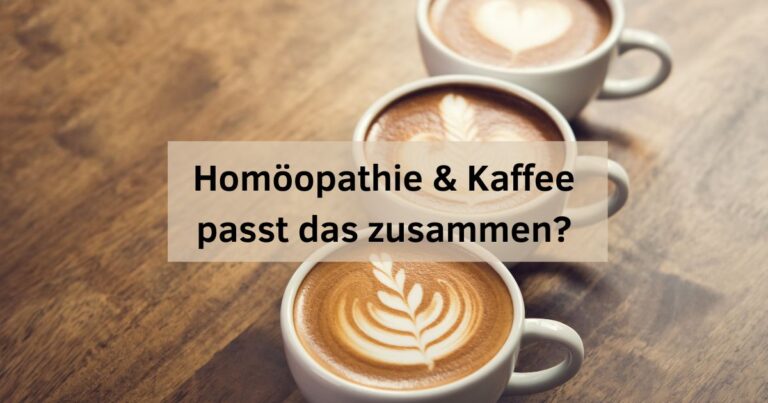 Bild mit Kaffeetassen und der Frage, ob Kaffee und Homöopathie zusammen geht.