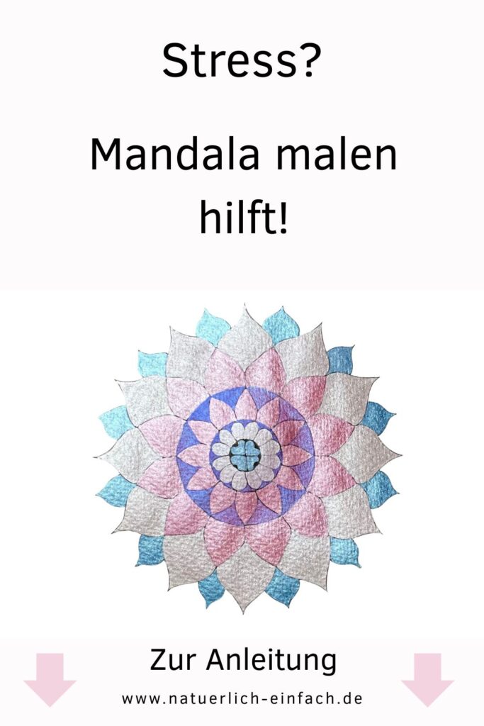 buntes Mandala, Text: Mandala malen gegen Stress